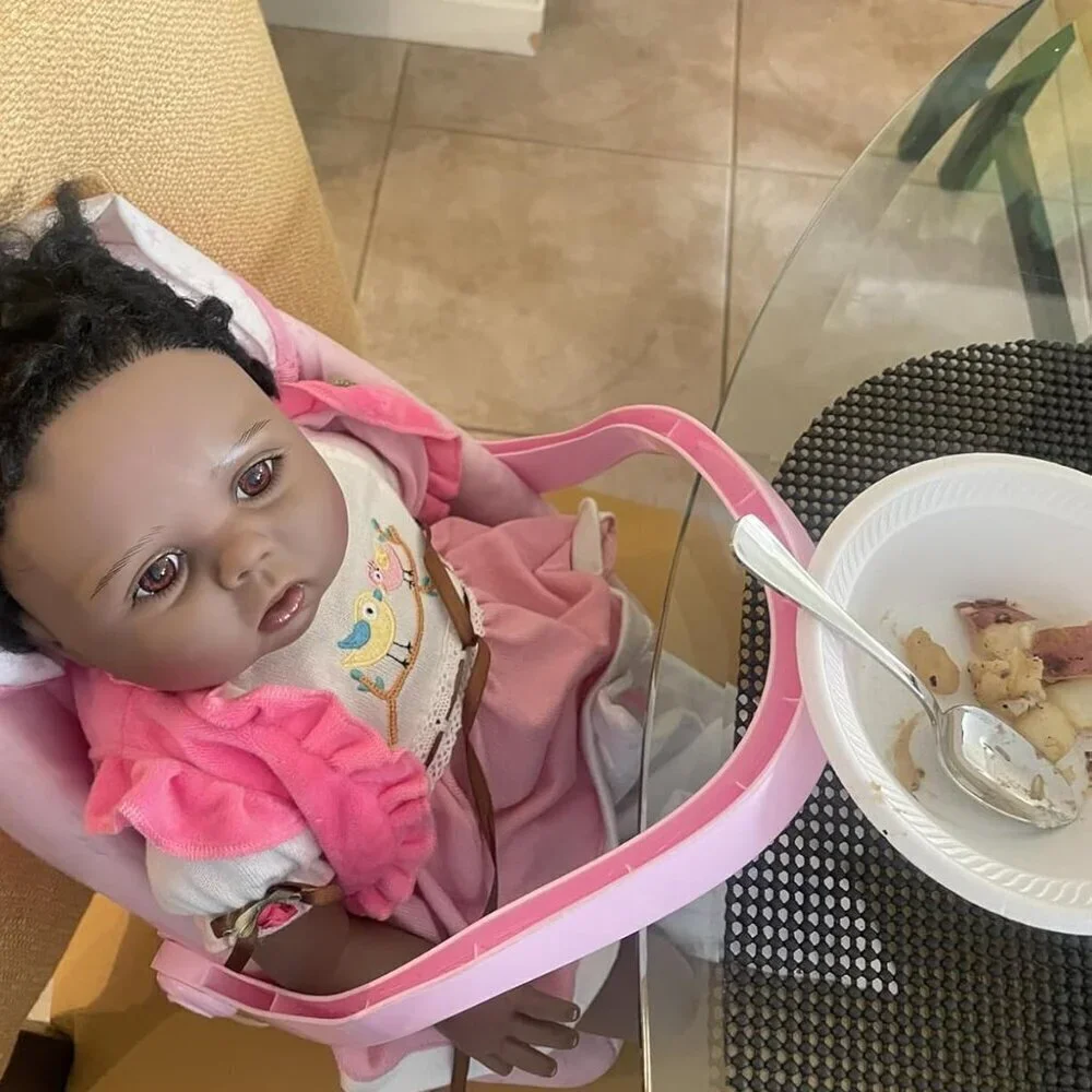 🆕22Inch Realistic Black African American Newborn Girl with a soft cloth Body